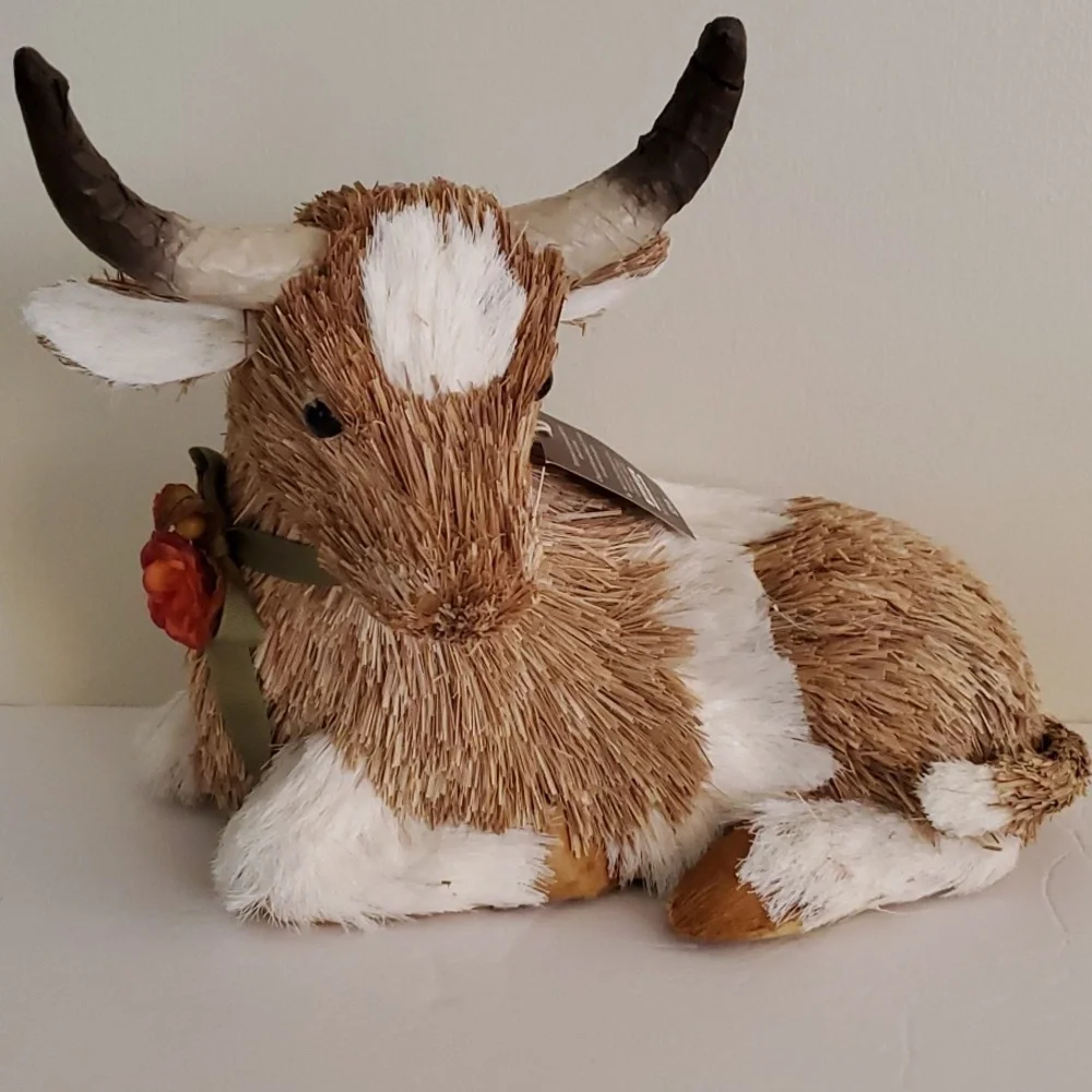 Vintage Pier 1 Fall Hank The Longhorn Farm Straw Animal